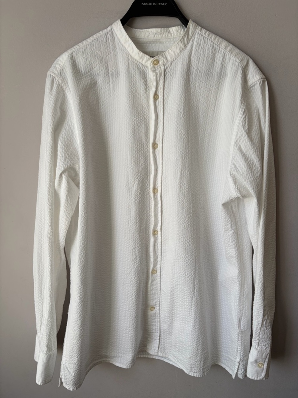Officine Generale Band Collar Waffle Shirt